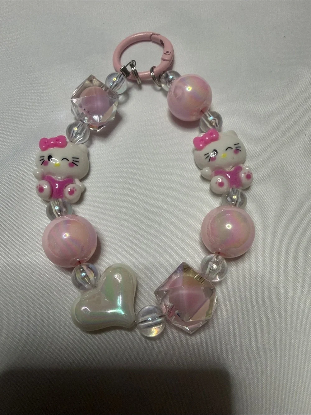 Pink Hello Kitty Style Beaded Phone Chain